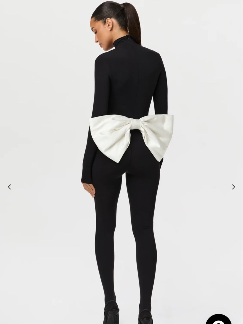 naked wardrobe Black Long-Sleeve Jumpsuit with White Back Bow